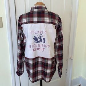 Upcycled Hitch Hiking Ghosts Handmade Handcrafted Flannel Plaid  Unisex XL-XXL
